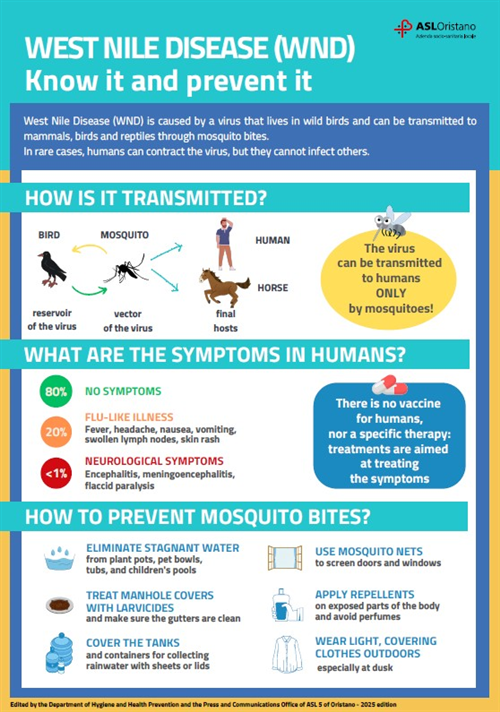 Ordinanza del Sindaco n. 2 del 04/03/2026 - Prescrizioni e norme di prevenzione contro il virus WEST NILE DISEASE (Febbre del Nilo Occidentale).